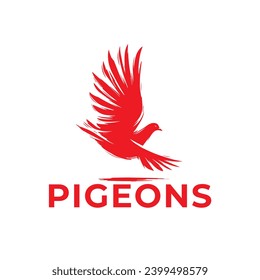 Vector pigeon bird logo design red color
