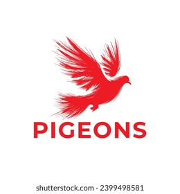 Vector pigeon bird logo design red color
