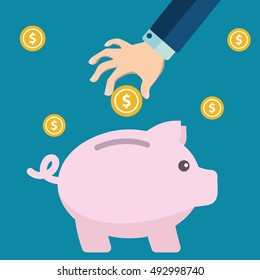 Vector piggy bank concept in flat style money savings.