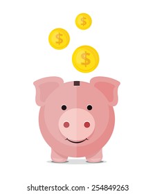 Vector Piggy Bank Flat Icon