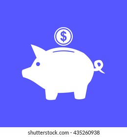 Vector piggy bank icon blue