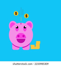 Vector piggy bank icon, concept investment