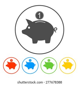 Vector piggy bank icon. Flat Vector illustration