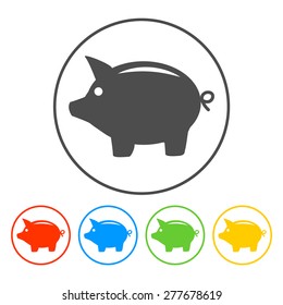 Vector piggy bank icon. Flat Vector illustration