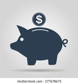 Vector piggy bank icon. Flat Vector illustration