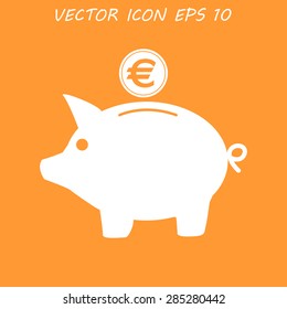Vector piggy bank icon. Flat Vector illustration