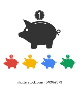 Vector piggy bank icon. Flat Vector illustration