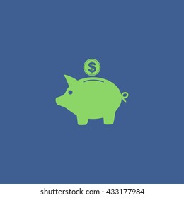 Vector piggy bank icon. Flat Vector illustration