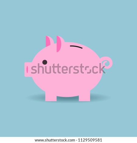 Vector piggy bank icon on a blue background. Vector illustration. Flat design for business financial marketing advertisement advertisement web concept cartoon illustration
