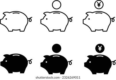 Vector Piggy Bank Icon Set for Business Scenes