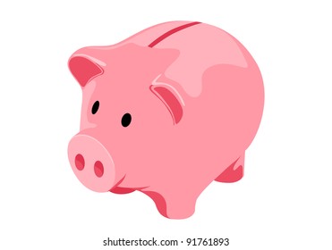 Vector Piggy bank on white background