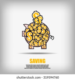 Vector : Piggy bank with us dollars on business background