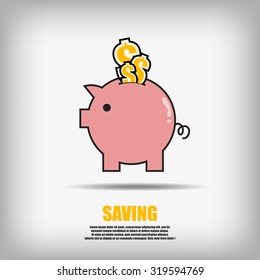 Vector : Piggy bank with us dollars on business background