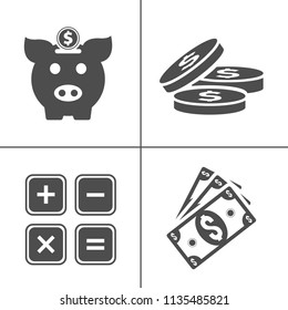 vector piggy banking icons set - financial business sign symbol, finance and marketing illustrations isolated. money