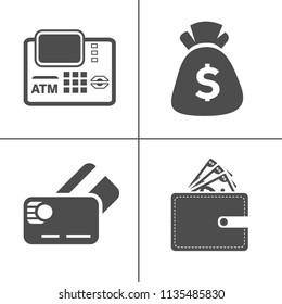 vector piggy banking icons set - financial business sign symbol, finance and marketing illustrations isolated. money