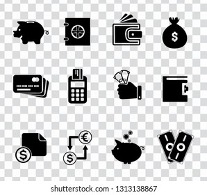 vector piggy banking icons set - financial business sign symbol, finance and marketing illustrations isolated