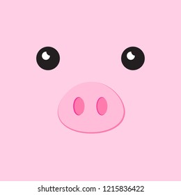 vector piggy cute pink face 