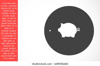 vector piggy money bank icon | flat design black pictogram on white background.Piggy Bank Icon Vector Illustration Logo Template