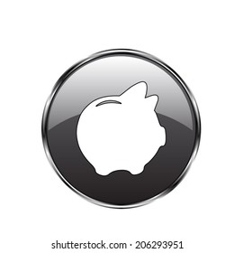 vector piggy money bank icon  - vector button