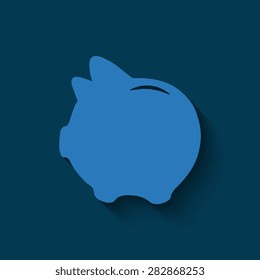  vector piggy money bank icon on a blue background