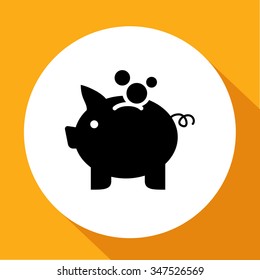 vector piggy money bank icon. flat design black pictogram