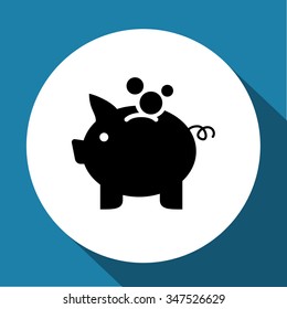 vector piggy money bank icon. flat design black pictogram