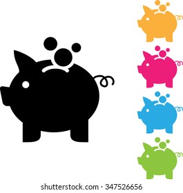 vector piggy money bank icon. flat design black pictogram
