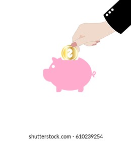 vector piggy money bank icon flat design black pictogram on white background