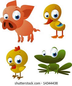 vector piglet, duck, chicken, frog