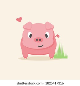 vector pigs in the meadow illustration