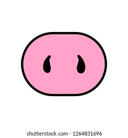 Vector. Pig's pink snout. Simple symbol of the year on a white background
