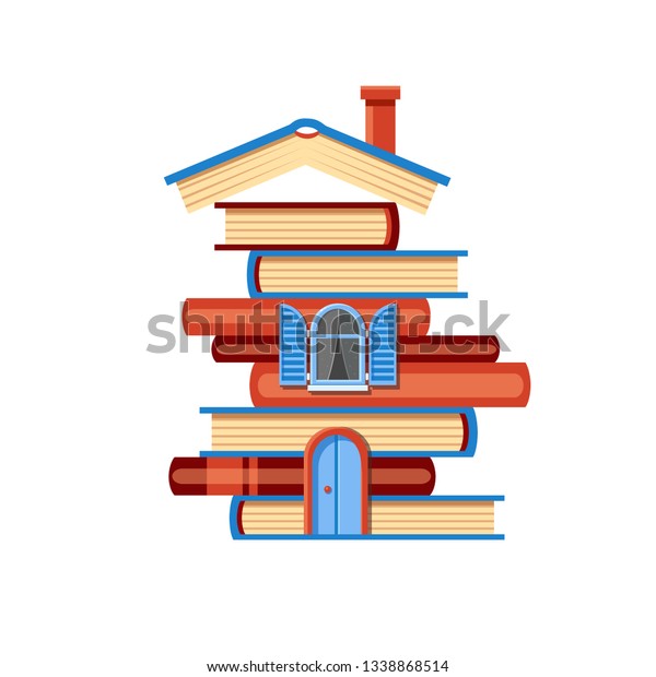 Vector Pile Brown Red Blue Books Stock Vector Royalty Free