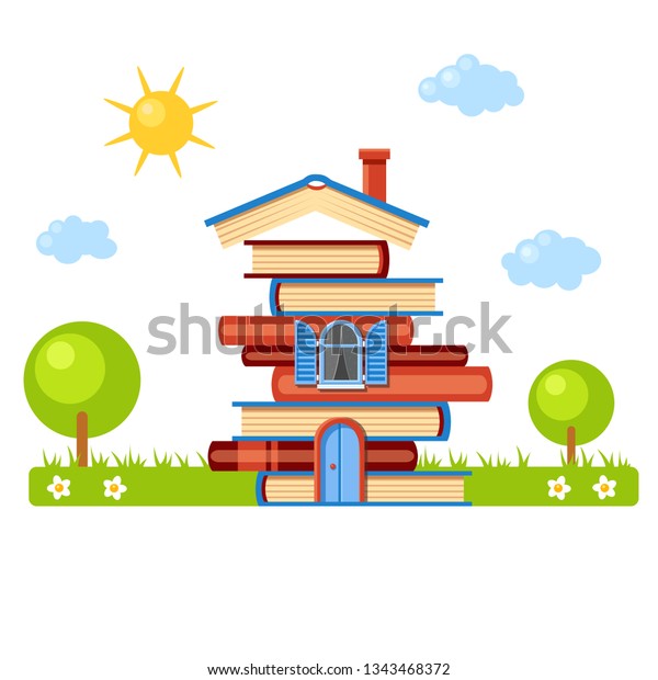 Vector Pile Brown Red Blue Books Stock Vector Royalty Free