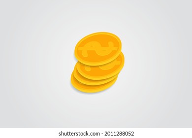 Vektorstapel von Dollarmünzen. Vektorgrafik