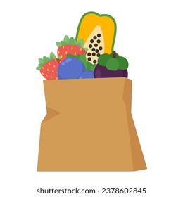vector pile of fresh fruit in the basket flat illustration