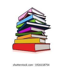 Vektorgrafik eines Haufen Bibliotheksbücher