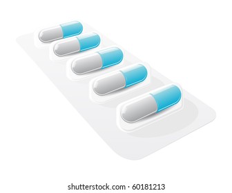 A vector of a pill blister with gel capsules