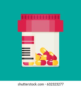Vector pill bottle with capsule pills