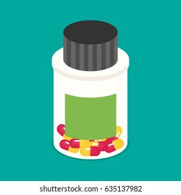Vector pill bottle with capsule pills