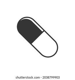 Vector Pill icon. Black pill icon in flat style. Medical tablet isolated.