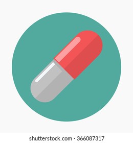 Vector pill icon. Flat illustration.Tilted. Sign. Symbol