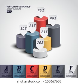 vector pillars with your indicators / business infographics template