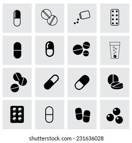 Vector pillis icon set on grey background