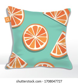 Pilar vectorial o cojín con motivos naranja, pomelo, mandarín o clementino impresos