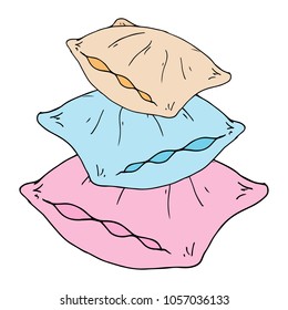 Vector of a pillow. Hand drawn pillow.