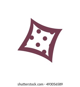 Vector of Pillow icon. With text. Business icon for the company. This concept also represents linens industry. Good Night. Flat design. Vector illustration.