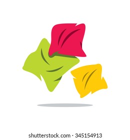 Vector Pillows Cartoon Illustration. Three Colored Cushions Isolated on a White Background
