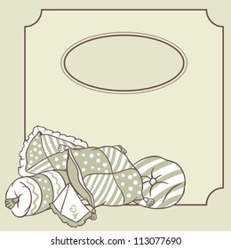 Vector pillows frame. Card for pajama party.
