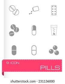 Vector pills icons set on white background