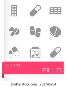 Vector pills icons set on white background